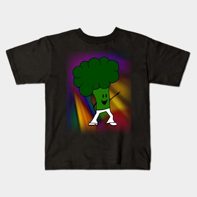 Disco Dancing Broccoli Kids T-Shirt by latebirdmerch